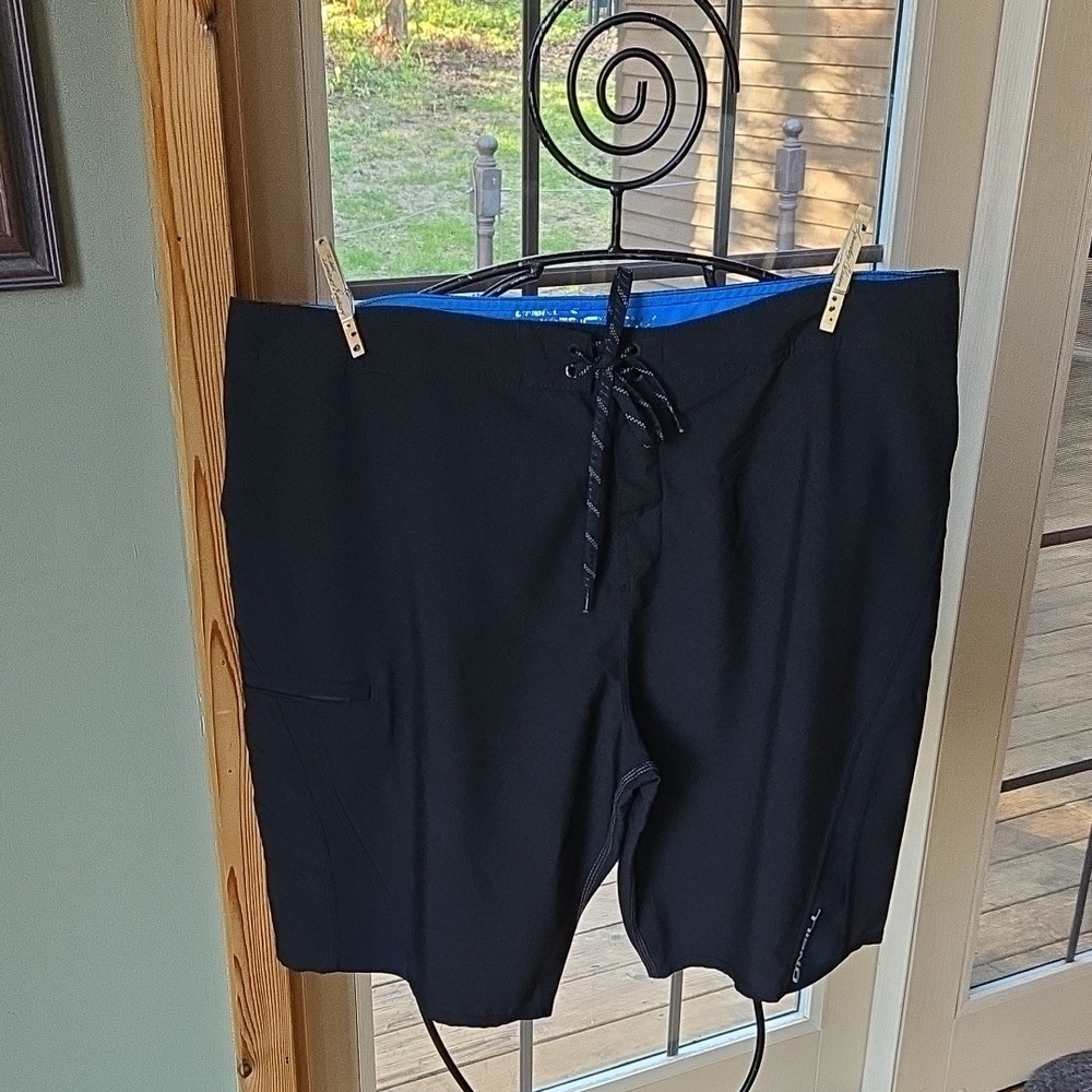 O'Neill Super Freak‎ Black Men's Swim Sz. 42 Board Shorts w Pockets